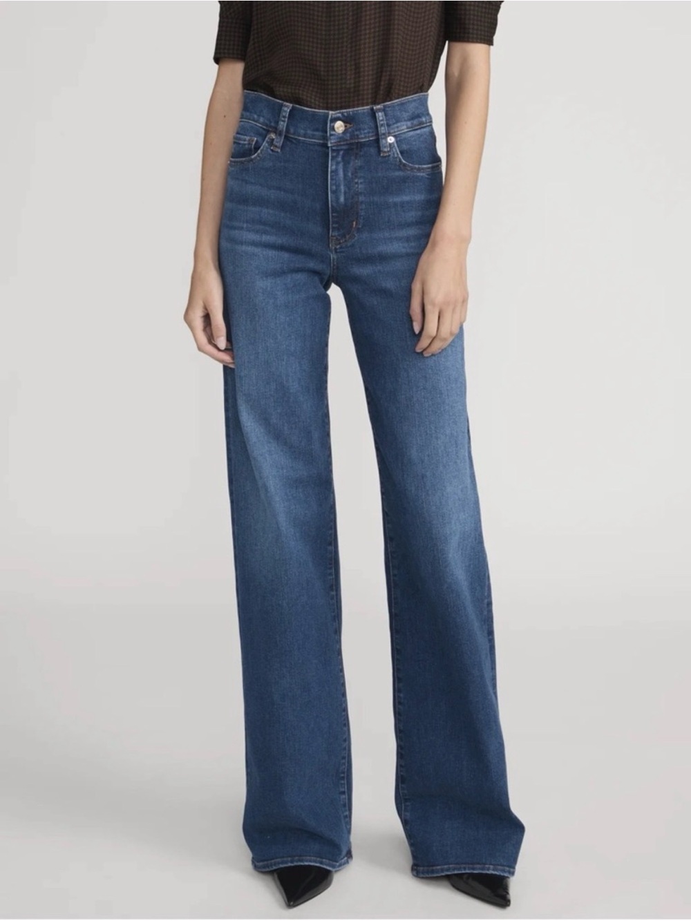 Frame Denim Le Slim Palazzo Long Medium Blue Wash Size 26